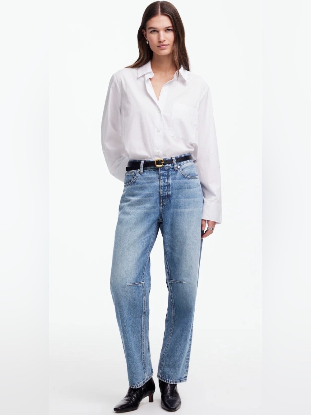 Madewell The Darted Barrel-Leg Jeans Sz 31 Denim Neutral Preppy